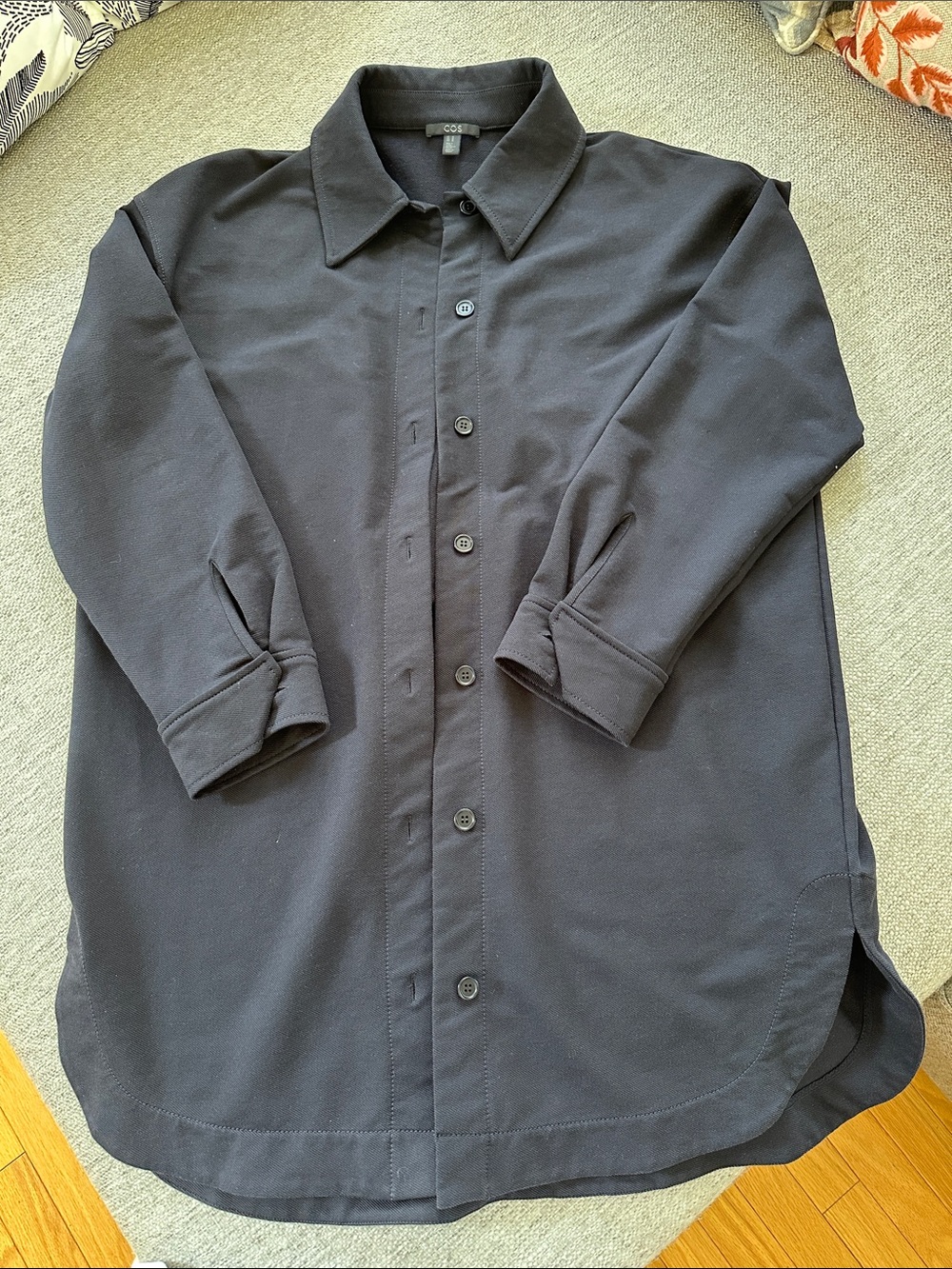 COS Women’s Dark Navy Longline Button-Down Shirt